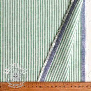 Tissu mélange lin et cotton Stripe dark green