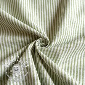 Tissu mélange lin et cotton Stripe green
