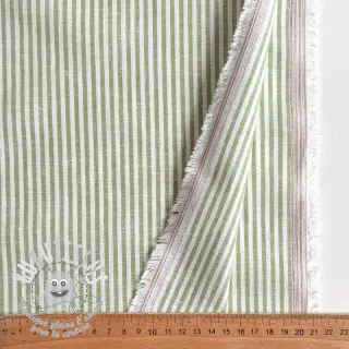 Tissu mélange lin et cotton Stripe green