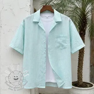 Tissu mélange lin et cotton Stripe mint