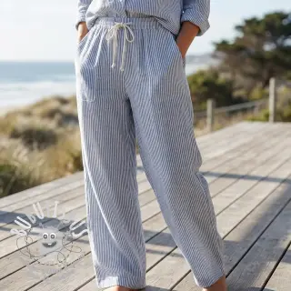Tissu mélange lin et cotton Stripe jeans