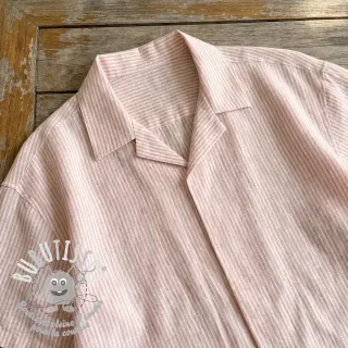 Tissu mélange lin et cotton Stripe rose