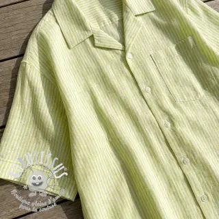 Tissu mélange lin et cotton Stripe lime