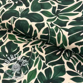 Tissu déco Big leaves green digital print