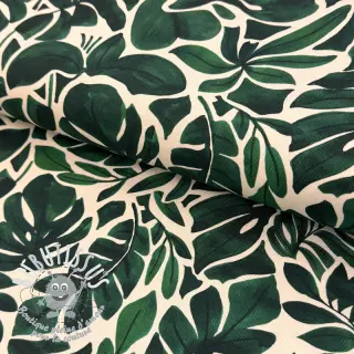 Tissu déco Big leaves green digital print