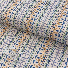 Tissu déco Linenlook Blue pattern digital print