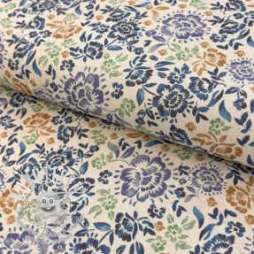 Tissu déco Linenlook Blue roses digital print