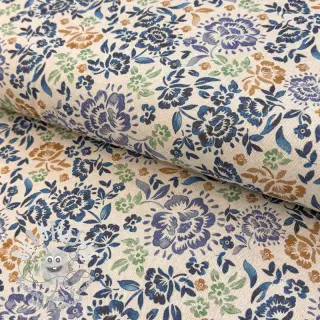 Tissu déco Linenlook Blue roses digital print