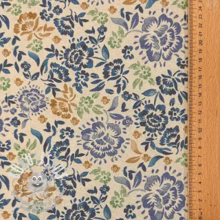 Tissu déco Linenlook Blue roses digital print
