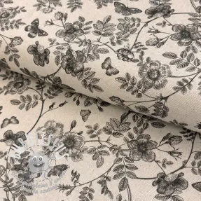 Tissu déco Linenlook Painting flowers black digital print