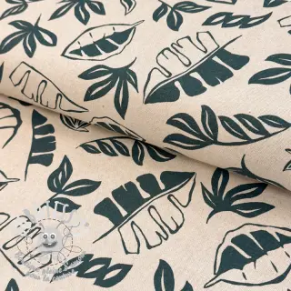 Tissu déco Linenlook Leaves dark petrol