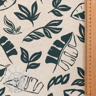 Tissu déco Linenlook Leaves dark petrol