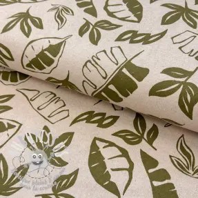 Tissu déco Linenlook Leaves army green