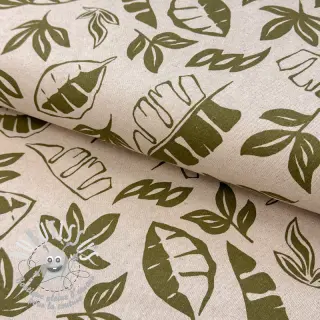 Tissu déco Linenlook Leaves army green