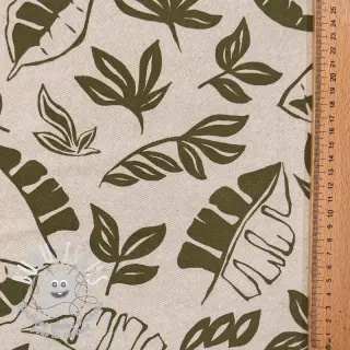 Tissu déco Linenlook Leaves army green