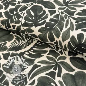Tissu déco Big leaves grey digital print