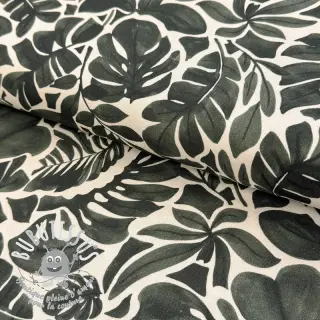 Tissu déco Big leaves grey digital print