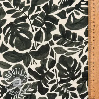 Tissu déco Big leaves grey digital print