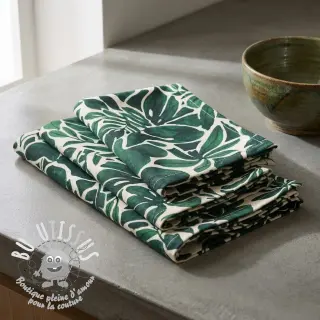 Tissu déco Big leaves green digital print