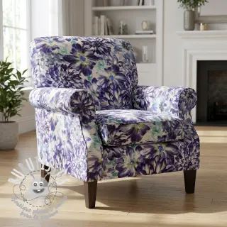 Tissu déco Peony blue digital print