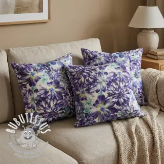 Tissu déco Peony blue digital print