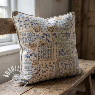 Tissu déco Linenlook Blue heritage digital print