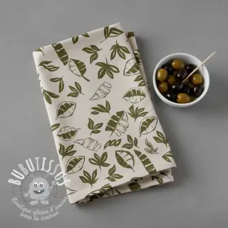 Tissu déco Linenlook Leaves army green