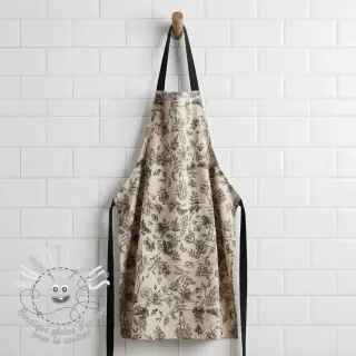 Tissu déco Linenlook Painting flowers black digital print