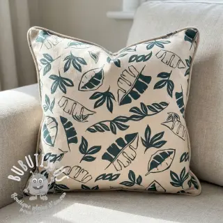Tissu déco Linenlook Leaves dark petrol