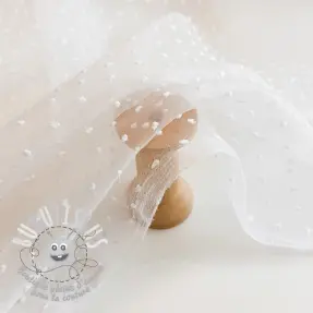 Tulle pour jupe tutu DOTS white