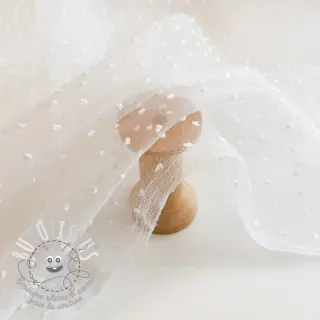Tulle pour jupe tutu DOTS white
