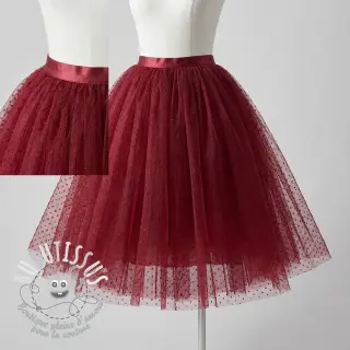 Tulle pour jupe tutu DOTS bordeaux