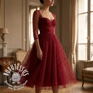 Tulle pour jupe tutu DOTS bordeaux