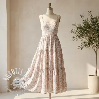 Lyocell avec lin et soie Retro Flowers design E