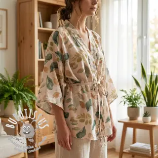Lyocell avec lin et soie Retro Flowers design A