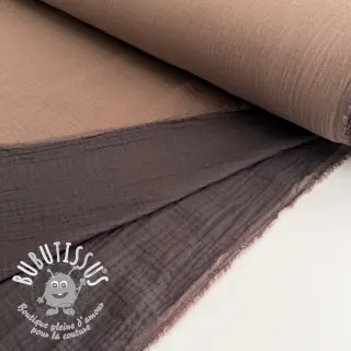 Tissu double gaze/mousseline DOUBLE FACE mocha