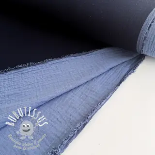 Tissu double gaze/mousseline DOUBLE FACE marine