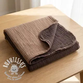 Tissu double gaze/mousseline DOUBLE FACE mocha
