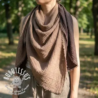 Tissu double gaze/mousseline DOUBLE FACE mocha