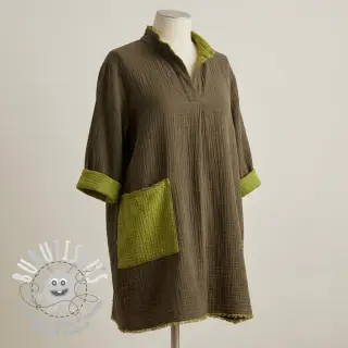Tissu double gaze/mousseline DOUBLE FACE army