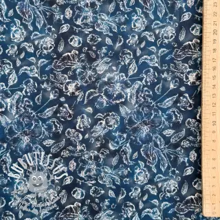 Viscose RAYON POPLIN White flowers design C