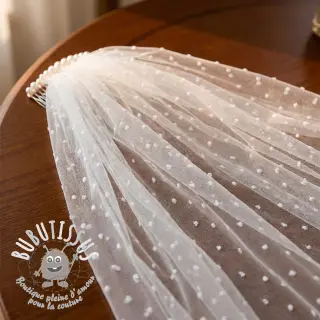 Tulle pour jupe tutu DOTS off white