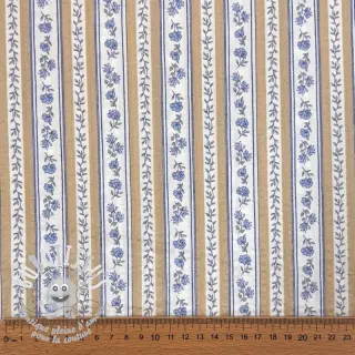 Tissu coton BUBBLE Stripes with flowers digital print