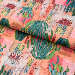 Tissu coton VOILE Llama digital print