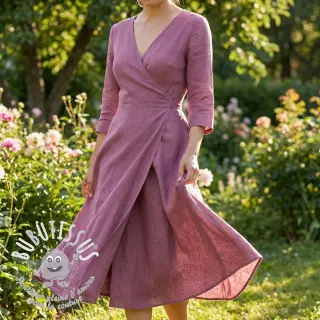 Viscose lin WASHED mauve