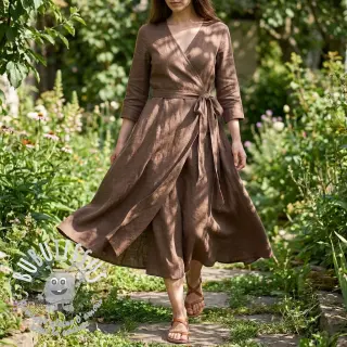Viscose lin WASHED light brown