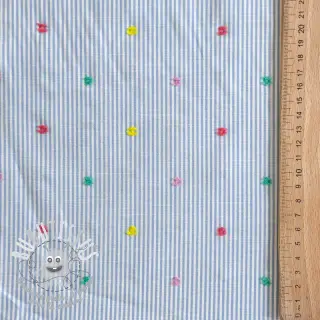 Tissu coton DOBBY Stripe and dotty blue