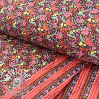 Tissu coton VOILE STEPPED Paisley flowers brown digital print