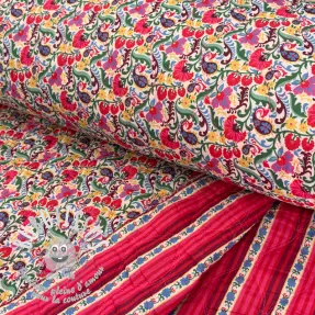 Tissu coton VOILE STEPPED Paisley flowers white digital print