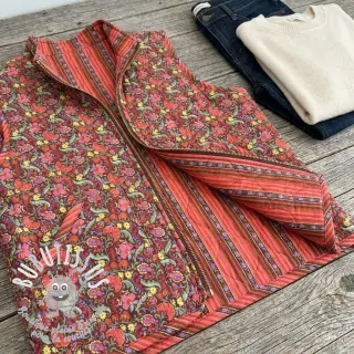 Tissu coton VOILE STEPPED Paisley flowers brown digital print